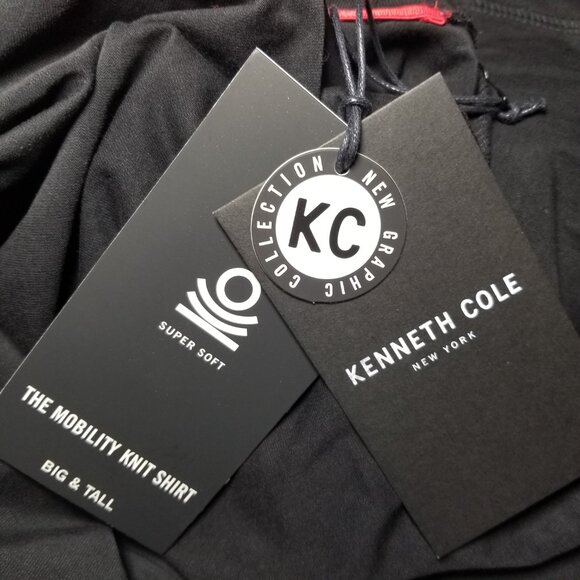 Kenneth Cole Men 3X Black Red Crew Neck Shirt Big & Tall Streetwear Retro NWT - Picture 4 of 7